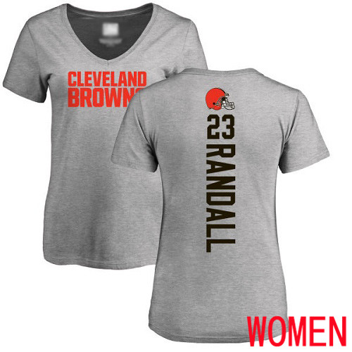 Cleveland Browns Damarious Randall Women Ash Jersey #23 NFL Football Backer V-Neck T Shirt->cleveland browns->NFL Jersey